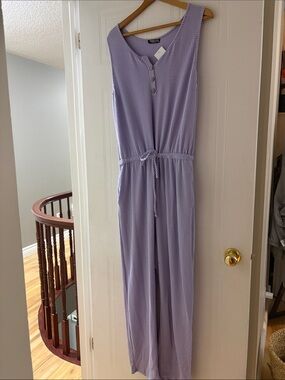 Light Purple Sleeveless Jumpsuit with Tie Waist